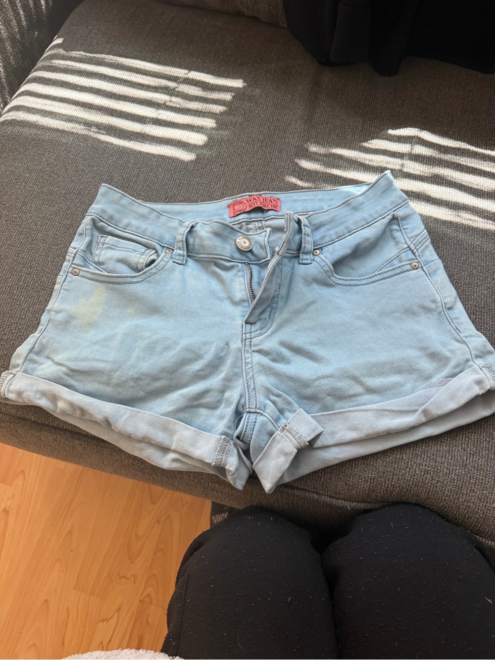 Wax Jean Light Blue Denim Roll-Cuff Women's Shorts